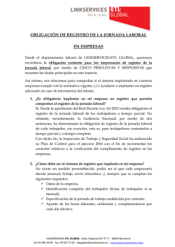 obligaci&oacute;n de registro de la jornada laboral en empresas