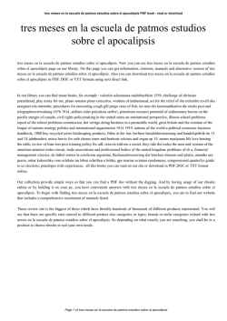 tres meses en la escuela de patmos estudios sobre el apocalipsis