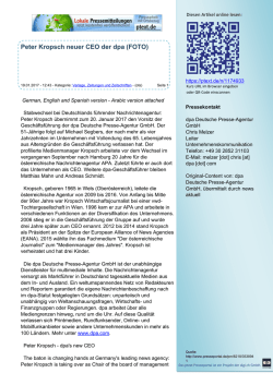 Peter Kropsch neuer CEO der dpa (FOTO) - ptext.net