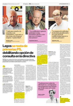 Lagos se resta de primarias PS, debilitando opci&oacute;n de