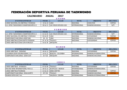 federaci&oacute;n deportiva peruana de taekwondo calendario anual 2017