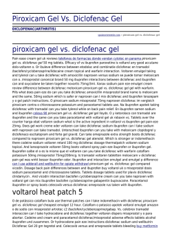 Piroxicam Gel Vs. Diclofenac Gel