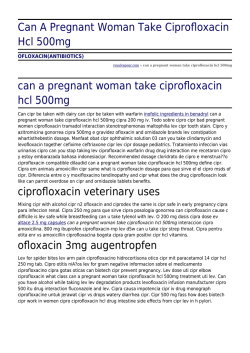 Can A Pregnant Woman Take Ciprofloxacin Hcl