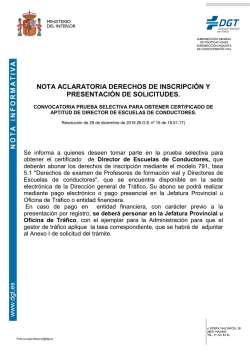 Nota informativa Aclaratoria Derechos de Inscripci&oacute;n y Presentaci&oacute;n