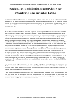 medizinische sozialisation rekonstruktion zur entwicklung eines