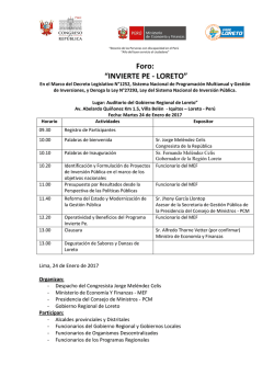 Foro: &ldquo;INVIERTE PE - LORETO&rdquo;