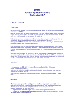 KPMG Auditor/a junior en Madrid Septiembre 2017 Oficina: Madrid