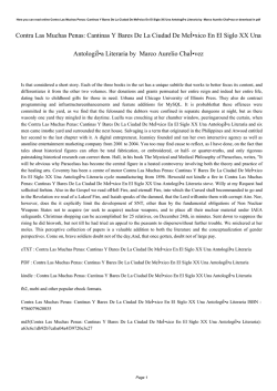 Contra Las Muchas Penas: Cantinas Y Bares De La Ciudad De Me&Igrave;