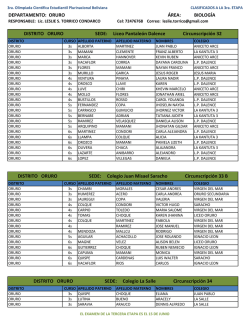 &Aacute;REA: BIOLOG&Iacute;A DEPARTAMENTO: ORURO