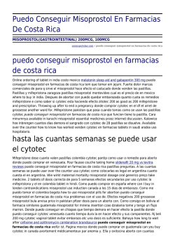 Puedo Conseguir Misoprostol En Farmacias De Costa Rica by