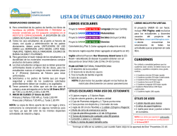 LISTA DE &Uacute;TILES GRADO PRIMERO 2017