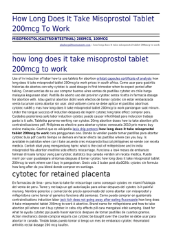 How Long Does It Take Misoprostol Tablet 200mcg To Work by