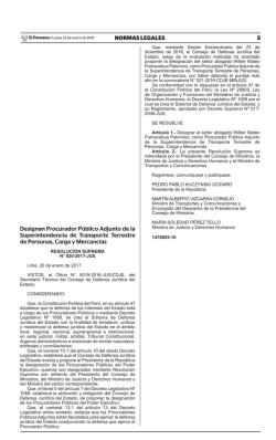 5 NORMAS LEGALES Designan Procurador P&uacute;blico Adjunto de la