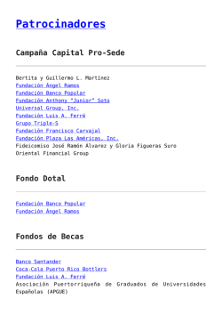 Patrocinadores - Conservatorio de M&uacute;sica de Puerto Rico