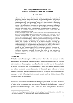 Civil Society and Democratization in Asia: Prospects and