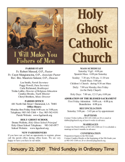 January 22, 2017 Third Sunday in Ordinary Time