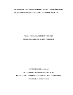 ambiente de aprendizaje cooperativo en la ense&ntilde;anza del ingl&eacute;s