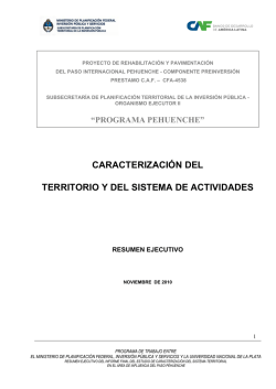 caracterizaci&oacute;n del territorio y del sistema de actividades