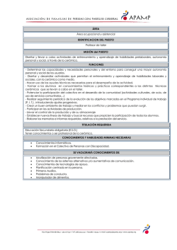 &Aacute;REA &Aacute;rea ocupacional y asistencial IDENTIFICACION