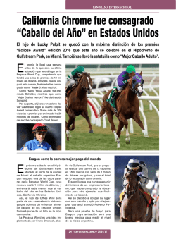 California Chrome fue consagrado &ldquo;Caballo del