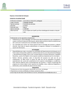 Pedagogo en Biolog&iacute;a - Universidad de Antioquia