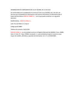 INFORMACI&Oacute;N EN CUMPLIMIENTO DE LA LEY 34/2002, DE 11