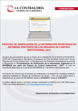 proceso de verificaci&oacute;n de la informaci&oacute;n registrada en infobras, por
