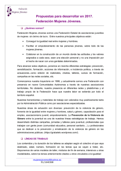 Propuestas para desarrollar en 2017. Federaci&oacute;n Mujeres J&oacute;venes.