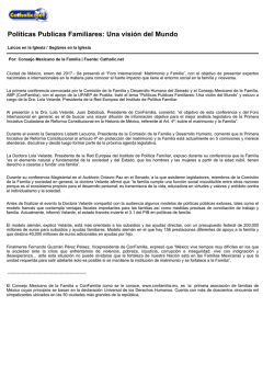 Pol&iacute;ticas Publicas Familiares: Una visi&oacute;n del Mundo