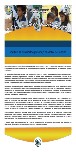 Pol&iacute;tica de privacidad y manejo de datos personales