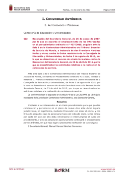 Publicaci&oacute;n n&uacute;mero 603 del BORM n&uacute;mero 24 de 31/01/2017