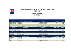 lista de precios leche tropico y doble proposito enero 2017