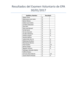 Resultados del Examen Voluntario de EPA 30/01/2017