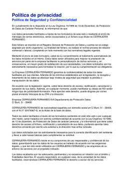 Pol&iacute;tica de privacidad