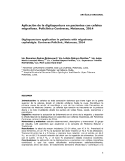 Aplicaci&oacute;n de la digitopuntura en pacientes con cefalea migra&ntilde;osa