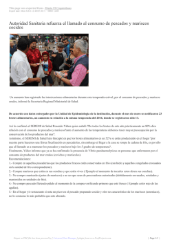 Autoridad Sanitaria refuerza el llamado al consumo de pescados y