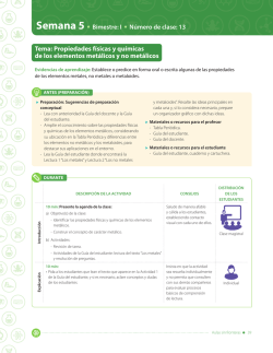 Tema: Propiedades f&iacute;sicas y qu&iacute;micas de los elementos met&aacute;licos y
