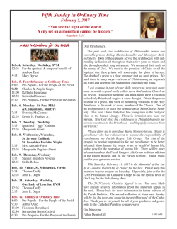 Fifth Sunday in Ordinary Time - The Cathedral Basilica of Saints