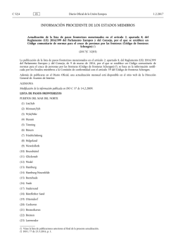 Actualizaci&oacute;n de la lista de pasos fronterizos mencionados en el