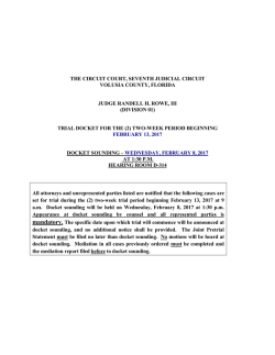 (division 01) trial docket for th