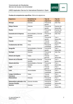 Pruebas de competencias espec&iacute;ficas