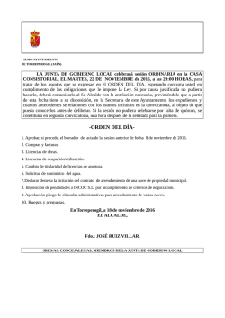 convocatoria junta de gobierno local 22 de noviembre 2016