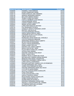N&uacute;mero de Control Nombre Completo Promedio 123Z0055