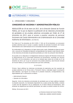 Resoluci&oacute;n de 30 de enero de 2017, de la Direcci&oacute;n General