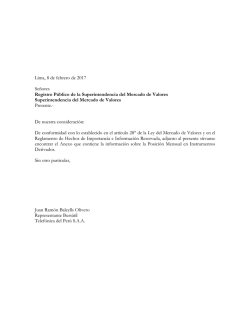 Lima, 8 de febrero de 2017 Se&ntilde;ores Registro P&uacute;blico de la