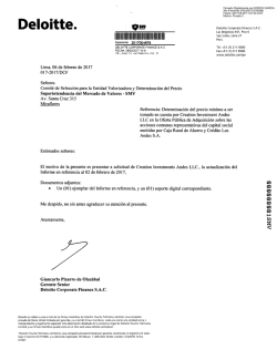 Informe de Valorizaci&oacute;n y Anexos para determinaci&oacute;n del precio
