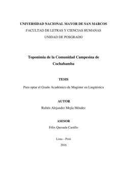 Toponimia de la Comunidad Campesina de Cochabamba TESIS