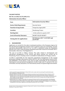 Information Security Officer Sector/Unit/Depar - eu-LISA