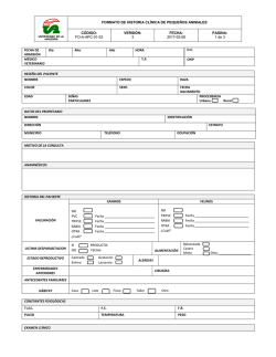 FORMATO DE HISTORIA CL&Iacute;NICA DE PEQUE&Ntilde;OS ANIMALES