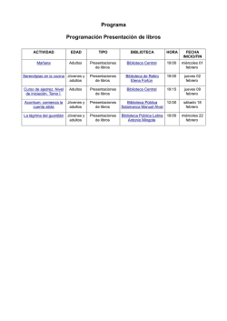 Programa Programaci&oacute;n Presentaci&oacute;n de libros